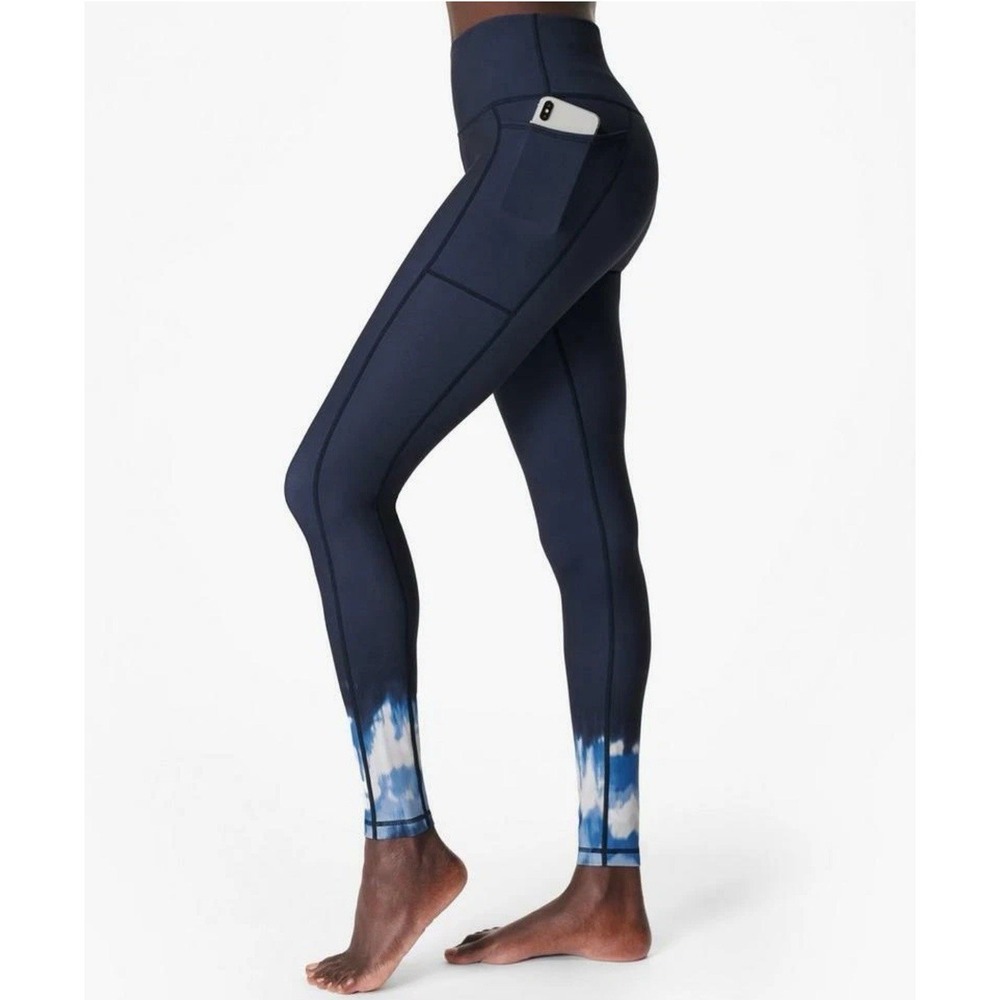 Sweaty Betty Super Sculpt Leggings 7/8 Length in Blue Tie Dye Print Limited Ed.